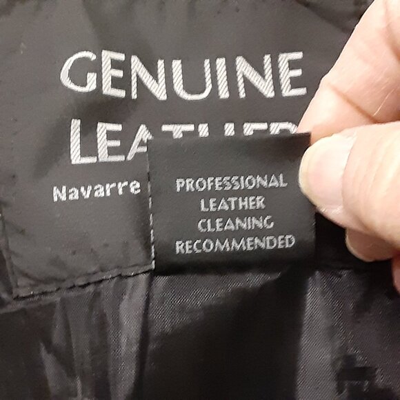 Navarre Leather Company Vest XL Black Genuine Leather Italian. Snap, Sm spots - Picture 8 of 9